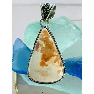 925 Sterling Scolecite Teardrop Pendant